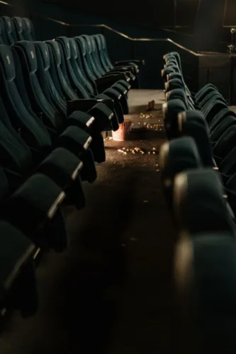 a cinema with a dirty floor